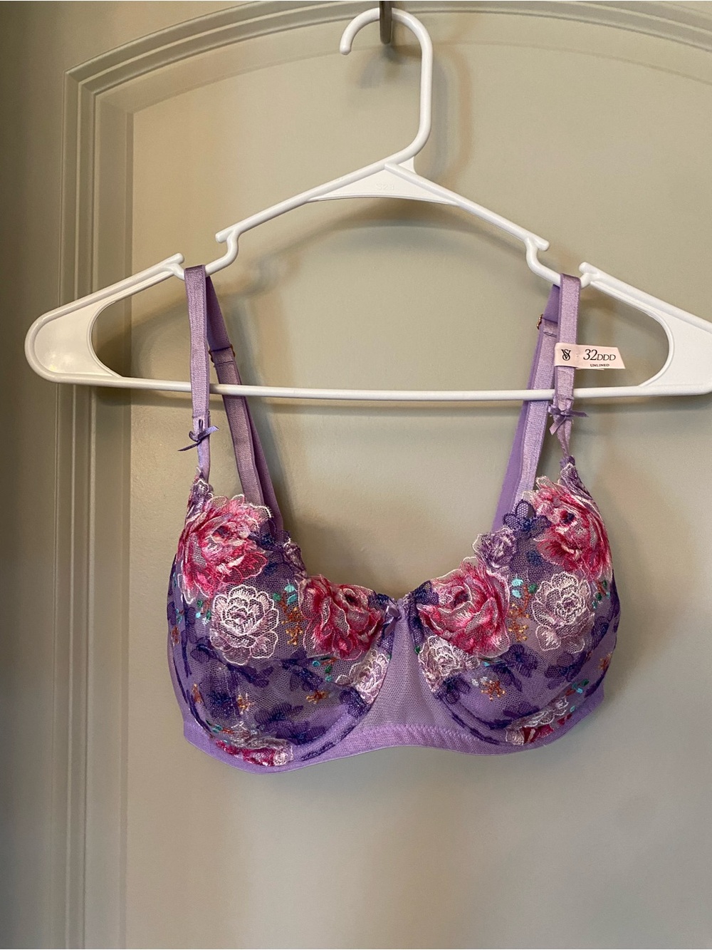 Victorias Secret Dream Angels Push Up Floral Embroidered Underwire Bra - 32DDD